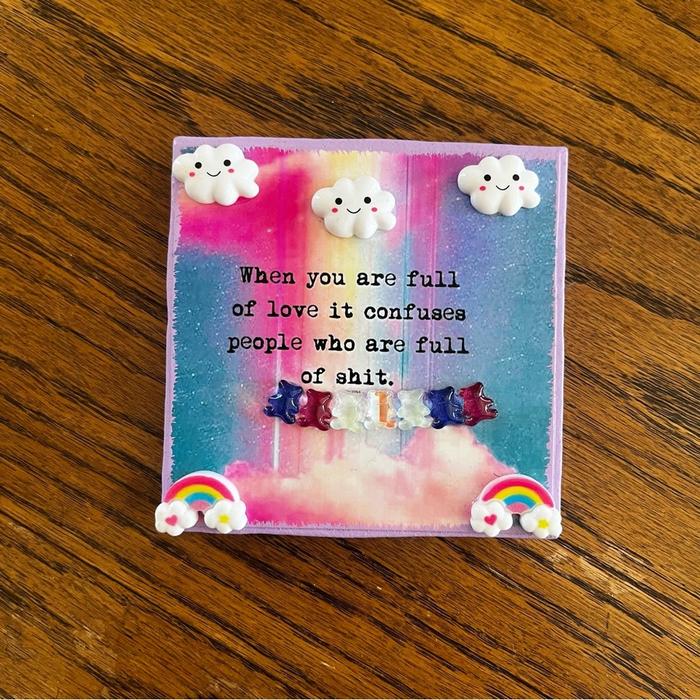 Handmade Clouds & Rainbows Humorous Ceramic Plaque